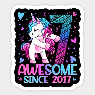 Years Old Flossing Unicorn 7th Birthday Girl Party Sticker